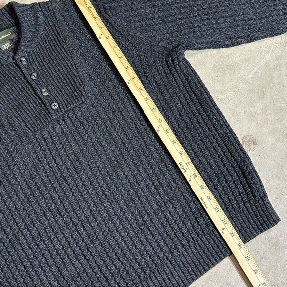 Eddie Bauer Sweater 100% Cotton Heavy Knit Henley Mens Medium - Picture 7 of 9